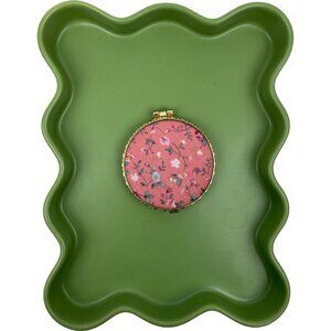 Vintage Floral Compact Mirror – Gold Tone Vanity Makeup Mirror
